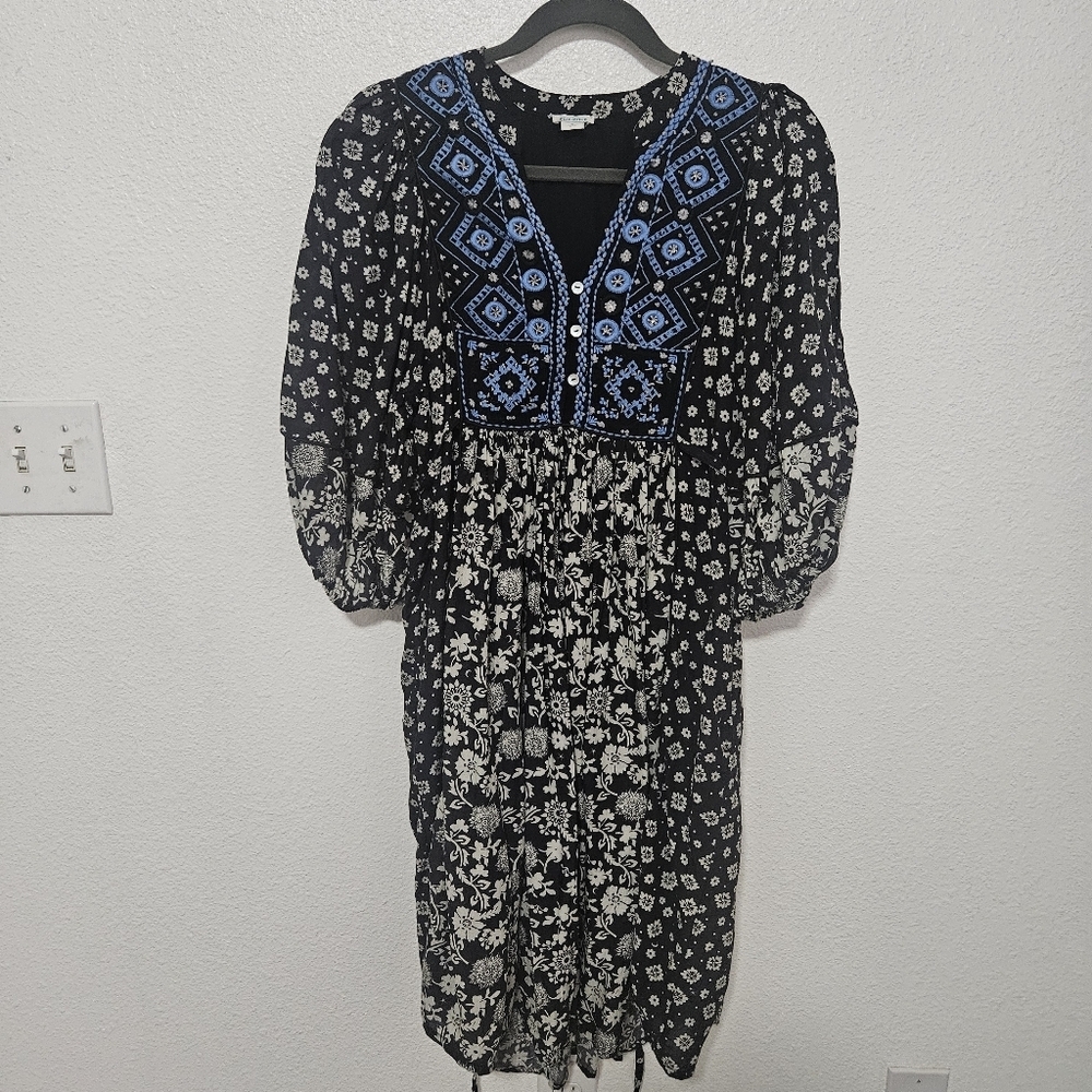 SUNDANCE MIDI EMBROIDERED DRESS SIZE SMALL OVERSIZED
